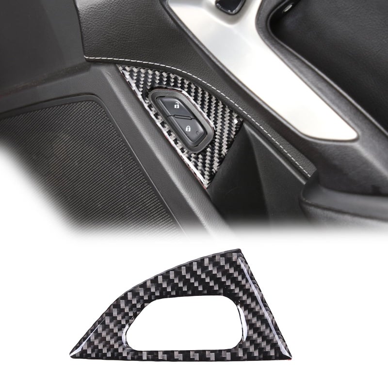 Sekhyna CoPilot Door Lock Button Cover Trim Compatible with Corvette C7 Stingray 20142019 Soft Carbon Fiber 1PCS C7 Interior Door Console Decorative Decal Accessories Black Carbon